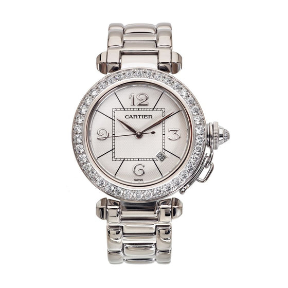CARTIER HPI00365 PASHA DE CARTIER 42MM 18K WHITE GOLD DIAMONDS BRAND NEW