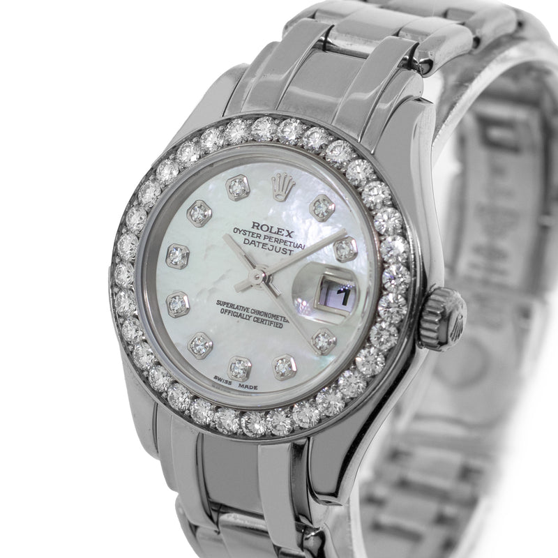 Rolex Pearlmaster 29 29 mm 80299 Diamond Paved Arabic-1 White Gold Diamond Pave