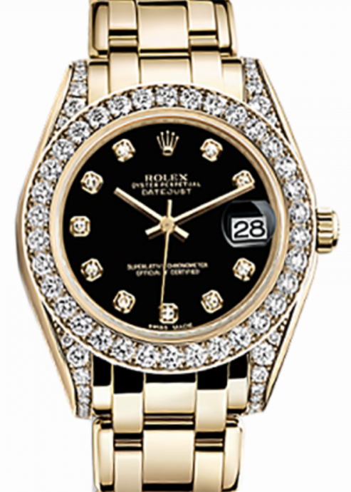 Rolex Pearlmaster 34 34 mm 81158-BLKD Yellow Gold/Diamonds Black
