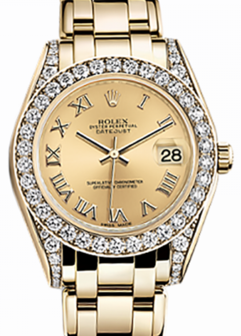 Rolex Pearlmaster 34 34 mm 81158-CHPR Yellow Gold/Diamonds Champagne