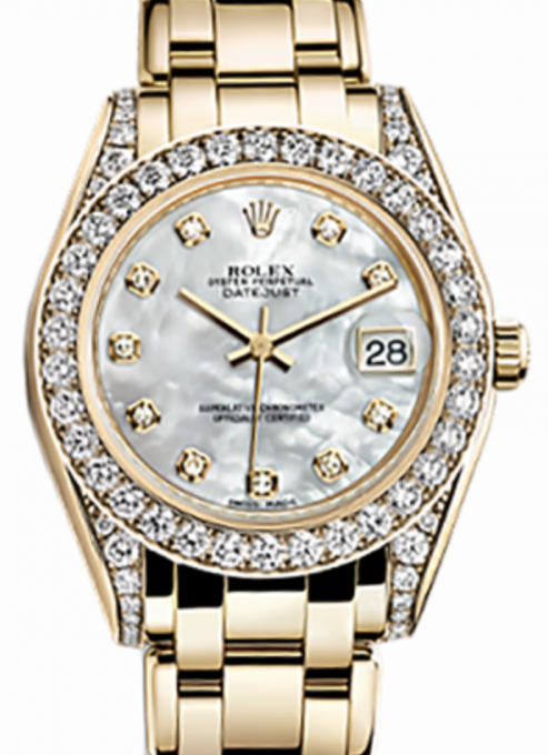 Rolex Pearlmaster 34 34 mm 81158-MOPD Yellow Gold/Diamonds White Mother of Pearl
