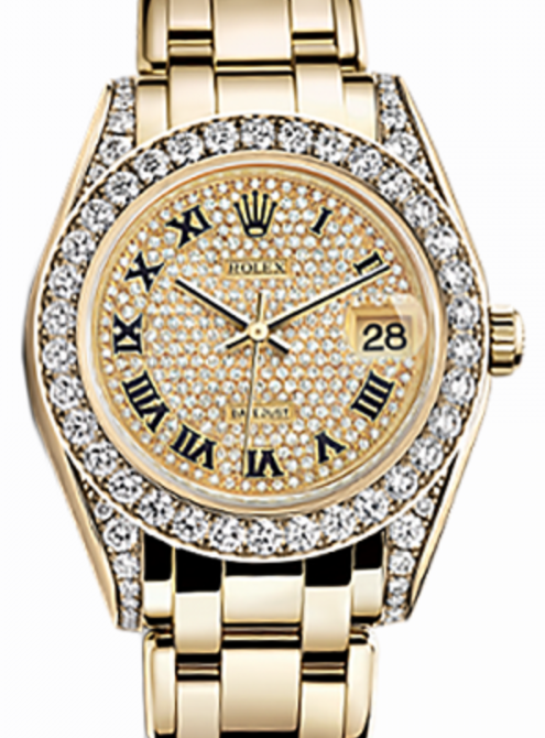 Rolex Pearlmaster 34 34 mm 81158-PAVER Yellow Gold/Diamonds Diamond Pave