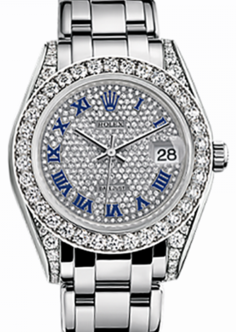 Rolex Pearlmaster 34 34 mm 81159-PAVER White Gold/Diamonds Diamond Pave