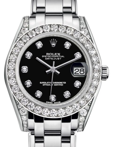 Rolex Pearlmaster 34 34 mm 81159BDP White Gold/Diamonds Black