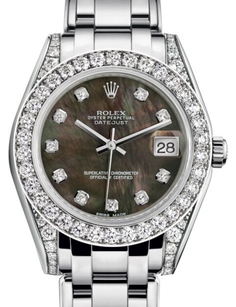 Rolex Pearlmaster 34 34 mm 81159BMDP White Gold/Diamonds Black Mother of Pearl