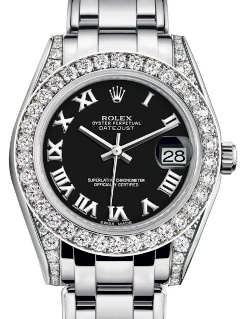 Rolex Pearlmaster 34 34 mm 81159BRP White Gold/Diamonds Black
