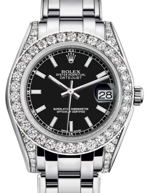 Rolex Pearlmaster 34 34 mm 81159BSP White Gold/Diamonds Black