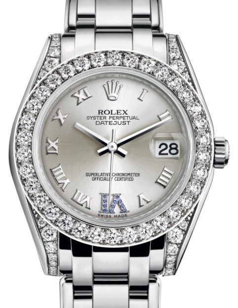 Rolex Pearlmaster 34 34 mm 81159SRSVIP White Gold/Diamonds Silver