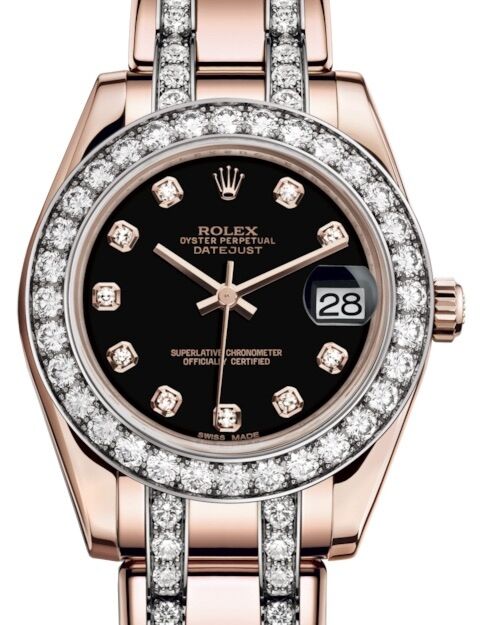 Rolex Pearlmaster 34 34 mm 81285BDDP Rose Gold/Diamonds Black