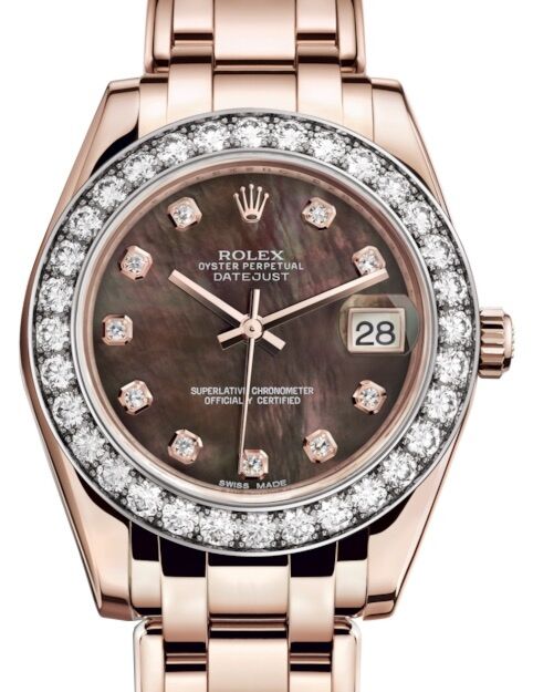 Rolex Pearlmaster 34 34 mm 81285BMDP Rose Gold/Diamonds Black Mother of Pearl