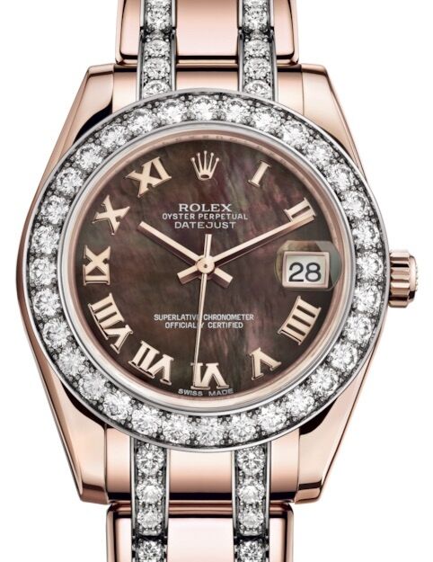 Rolex Pearlmaster 34 34 mm 81285BMRDP Rose Gold/Diamonds Black Mother of Pearl