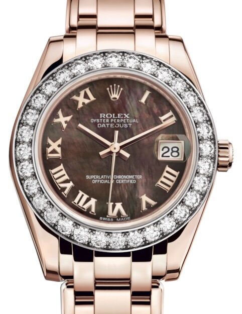 Rolex Pearlmaster 34 34 mm 81285BMRP Rose Gold/Diamonds Black Mother of Pearl