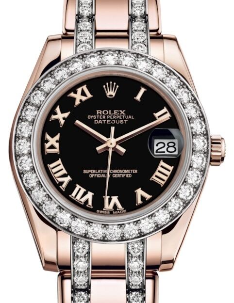 Rolex Pearlmaster 34 34 mm 81285BRDP Rose Gold/Diamonds Black