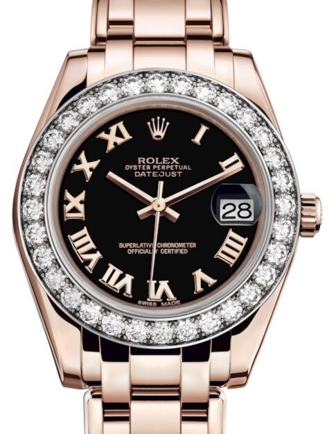 Rolex Pearlmaster 34 34 mm 81285BRP Rose Gold/Diamonds Black