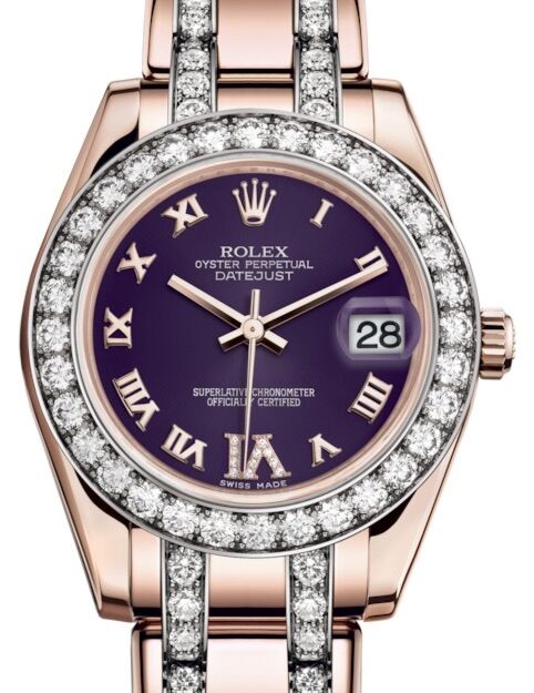 Rolex Pearlmaster 34 34 mm 81285PRDVIDP Rose Gold/Diamonds Purple