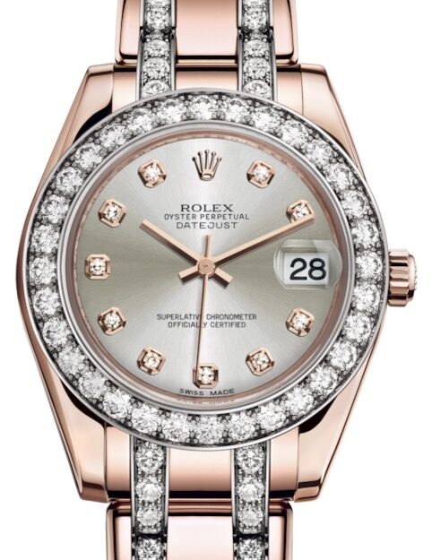 Rolex Pearlmaster 34 34 mm 81285SDDP Rose Gold/Diamonds Silver