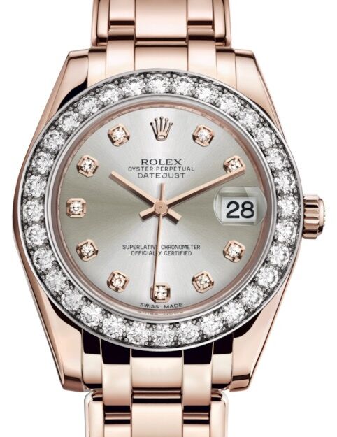 Rolex Pearlmaster 34 34 mm 81285SDP Rose Gold/Diamonds Silver