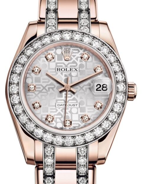 Rolex Pearlmaster 34 34 mm 81285SJDDP Rose Gold/Diamonds Silver