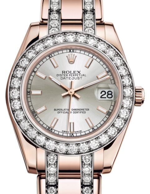 Rolex Pearlmaster 34 34 mm 81285SSDP Rose Gold/Diamonds Silver