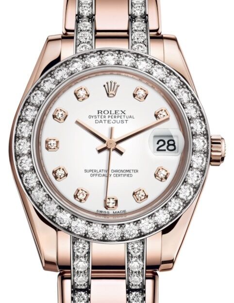 Rolex Pearlmaster 34 34 mm 81285WDDP Rose Gold/Diamonds White