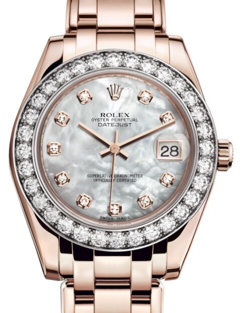 Rolex Pearlmaster 34 34 mm 81285WMDP Rose Gold/Diamonds White Mother of Pearl
