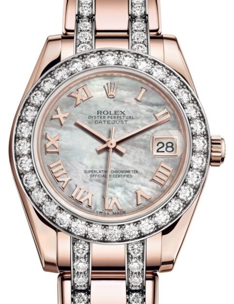 Rolex Pearlmaster 34 34 mm 81285WMRDP Rose Gold/Diamonds White Mother of Pearl