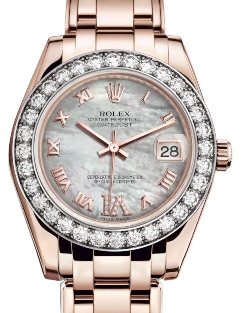 Rolex Pearlmaster 34 34 mm 81285WMRDVIP Rose Gold/Diamonds White Mother of Pearl