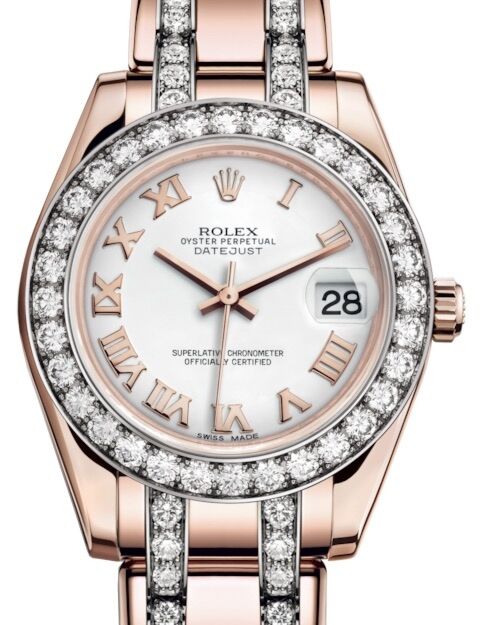 Rolex Pearlmaster 34 34 mm 81285WRDP Rose Gold/Diamonds White