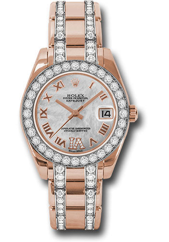 Rolex Pearlmaster 34 34 mm 81285WMRDVIDP Rose Gold/Diamonds White Mother of Pearl