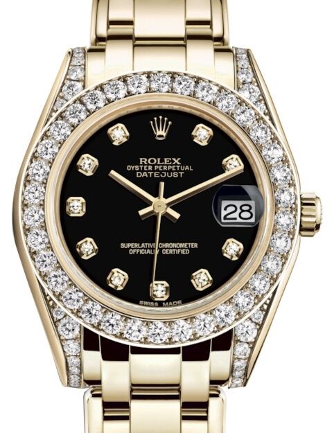 Rolex Pearlmaster 34 34 mm 81298BDDP Yellow Gold/Diamonds Black