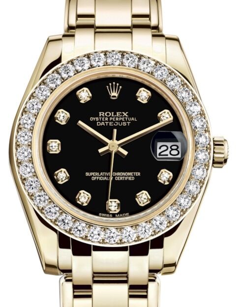 Rolex Pearlmaster 34 34 mm 81298BDP Yellow Gold/Diamonds Black