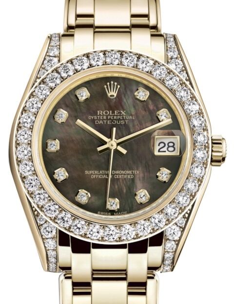 Rolex Pearlmaster 34 34 mm 81298BMDDP Yellow Gold/Diamonds Black Mother of Pearl