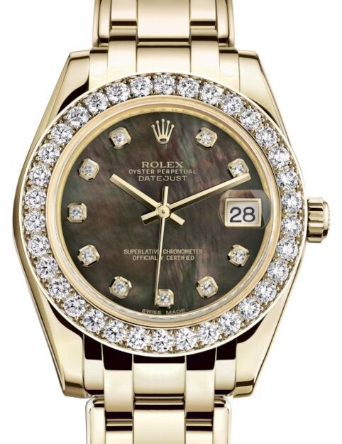 Rolex Pearlmaster 34 34 mm 81298BMDP Yellow Gold/Diamonds Black Mother of Pearl