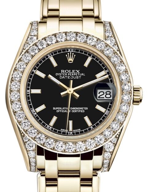 Rolex Pearlmaster 34 34 mm 81298BSDP Yellow Gold/Diamonds Black