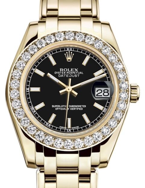 Rolex Pearlmaster 34 34 mm 81298BSP Yellow Gold/Diamonds Black