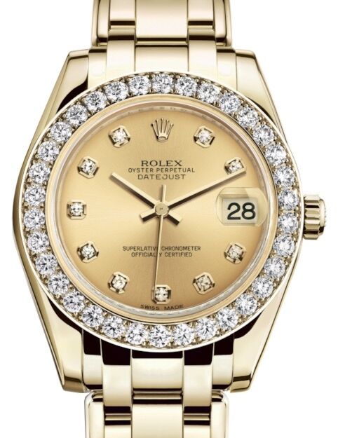 Rolex Pearlmaster 34 34 mm 81298CDP Yellow Gold/Diamonds Champagne