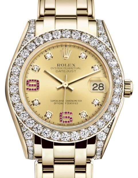Rolex Pearlmaster 34 34 mm 81298CDRADP Yellow Gold/Diamonds Champagne
