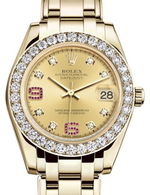 Rolex Pearlmaster 34 34 mm 81298CDRAP Yellow Gold/Diamonds Champagne