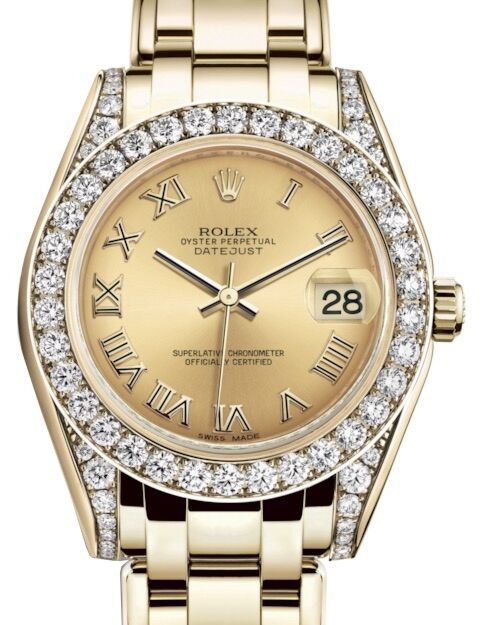 Rolex Pearlmaster 34 34 mm 81298CRDP Yellow Gold/Diamonds Champagne