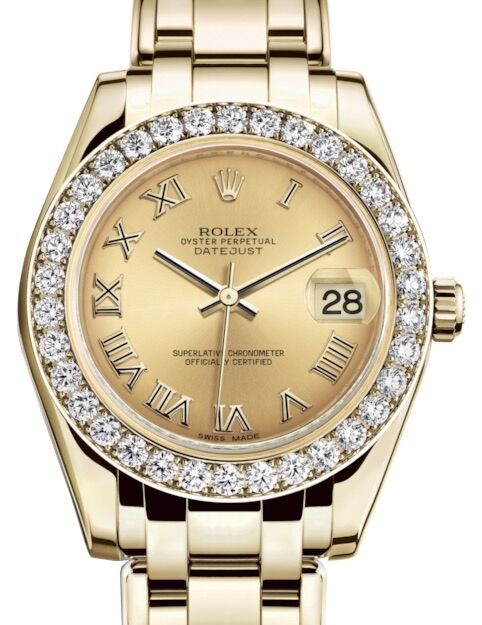 Rolex Pearlmaster 34 34 mm 81298CRP Yellow Gold/Diamonds Champagne