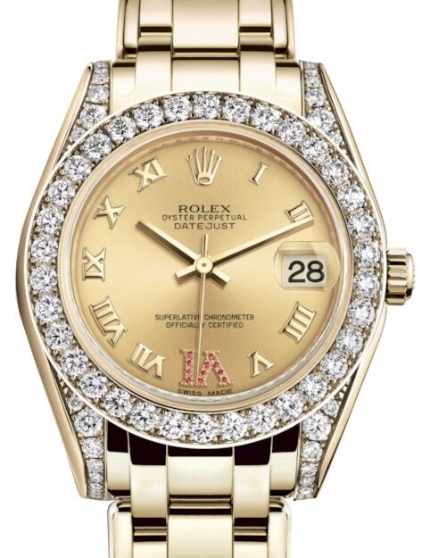Rolex Pearlmaster 34 34 mm 81298CRRVIDP Yellow Gold/Diamonds Champagne
