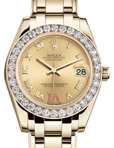 Rolex Pearlmaster 34 34 mm 81298CRRVIP Yellow Gold/Diamonds Champagne