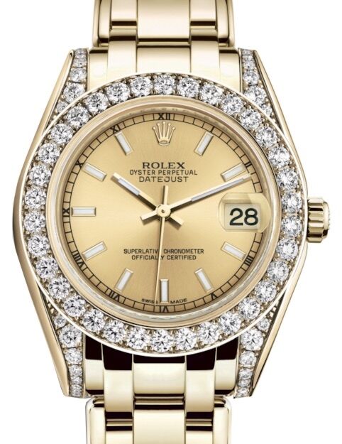 Rolex Pearlmaster 34 34 mm 81298CSDP Yellow Gold/Diamonds Champagne