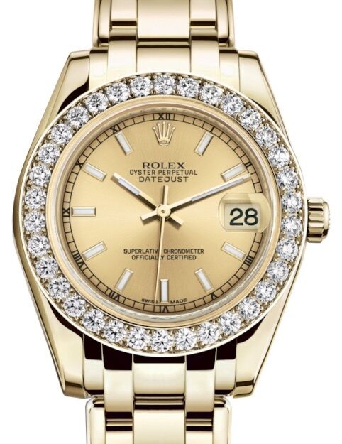 Rolex Pearlmaster 34 34 mm 81298CSP Yellow Gold/Diamonds Champagne