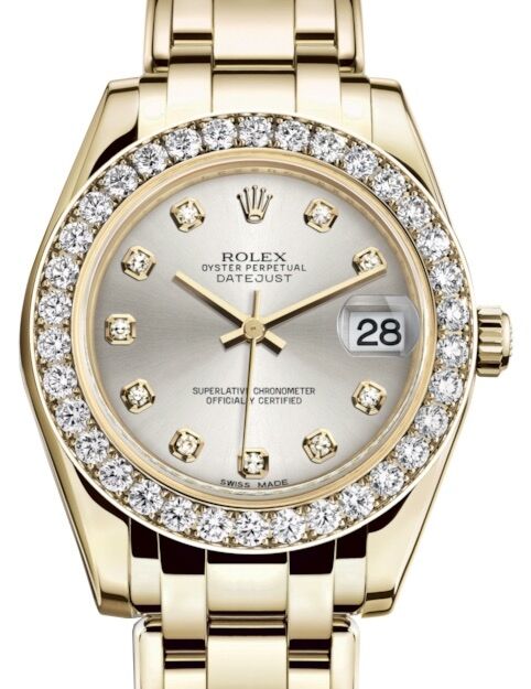 Rolex Pearlmaster 34 34 mm 81298SDP Yellow Gold/Diamonds Silver