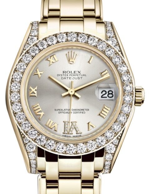 Rolex Pearlmaster 34 34 mm 81298SRDVIDP Yellow Gold/Diamonds Silver