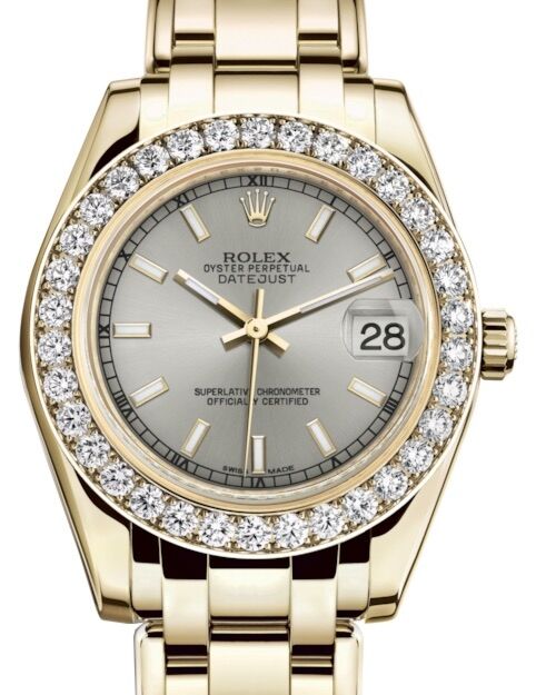 Rolex Pearlmaster 34 34 mm 81298SSP Yellow Gold/Diamonds Silver