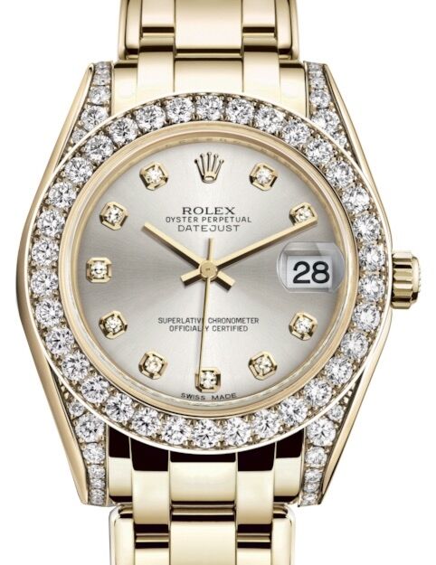 Rolex Pearlmaster 34 34 mm 81298SVDDP Yellow Gold/Diamonds Silver