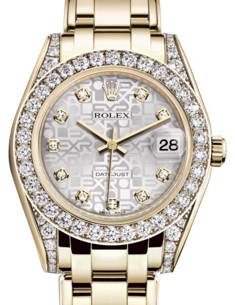 Rolex Pearlmaster 34 34 mm 81298SVJDDP Yellow Gold/Diamonds Silver