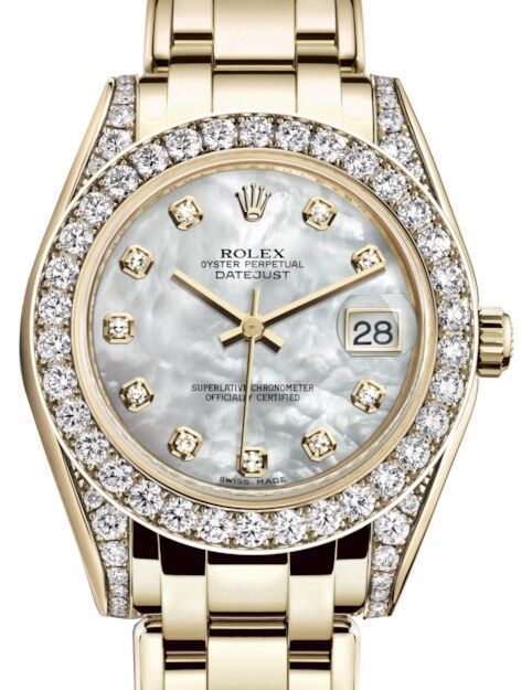 Rolex Pearlmaster 34 34 mm 81298WMDDP Yellow Gold/Diamonds White Mother of Pearl